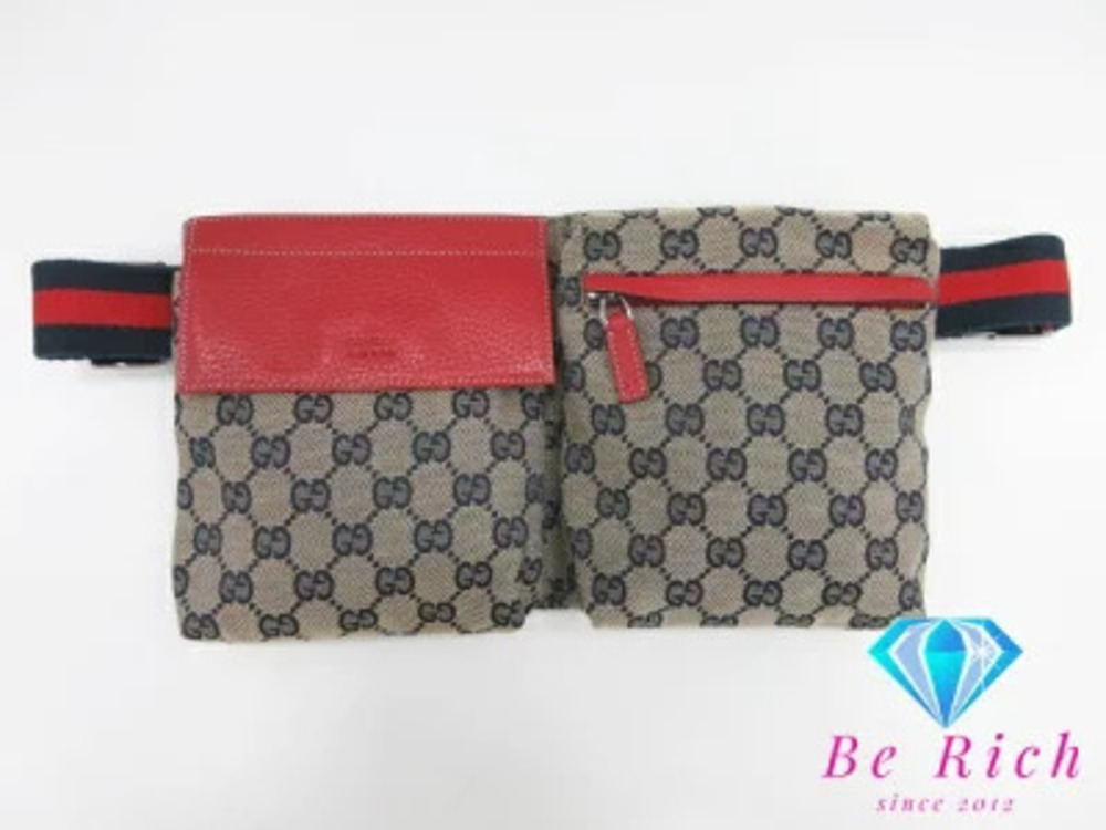 Gucci Waist Bag GG Beige Brown Pouch Clutch Body Belt